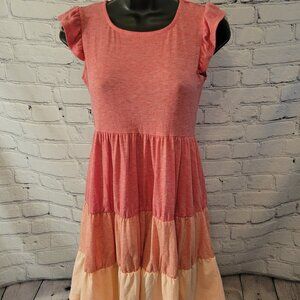 Us Angels Girls' Tiered Heathered Knit Babydoll Dress